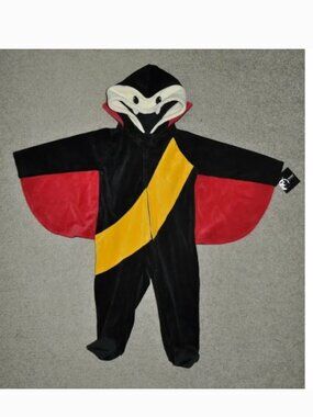 Vampire Halloween Costume 3/6 mths 1 Piece Hooded Footed Fleece Pram Boys Infant